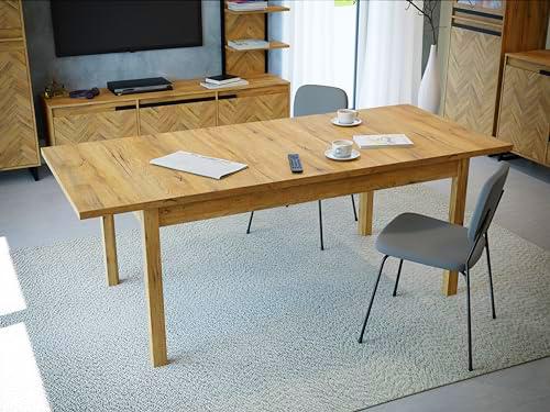 Forte Möbel SOLLETICO Mesa de Comedor Extensible, Madera de ingeniería Metal Plástico