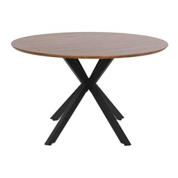 Home ESPRIT Mesa de Comedor Marrón Negro Hierro Madera MDF 120 x 120 x 75 cm