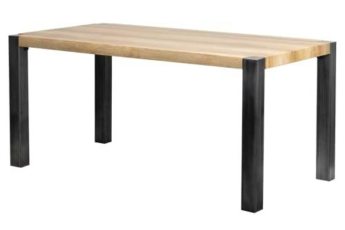 Adda Home Mesa de Comedor, Metal/MDF, Natural/Negro