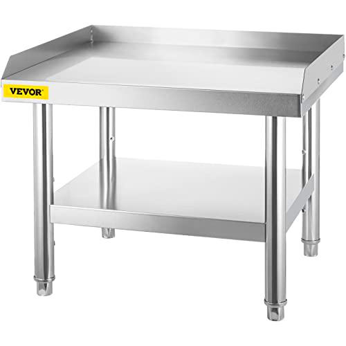 VEVOR Soporte para Parrilla de Equipo de Acero Inoxidable 122 x 76 x 61 cm Mesa con Soporte para Parrilla con Estante Inferior de Almacenamiento Ajustable para Hotel