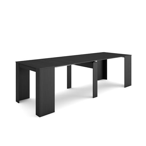 Skraut Home | Mesa Consola Extensible | Mesa Comedor Plegable | 260 | para 12 comensales | Comedor y Cocina | Estilo Moderno | Negro