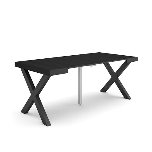 Skraut Home | Mesa Consola Extensible | Mesa Comedor Plegable | 180 | para 8 comensales | Patas Madera Maciza | Estilo Moderno | Negro