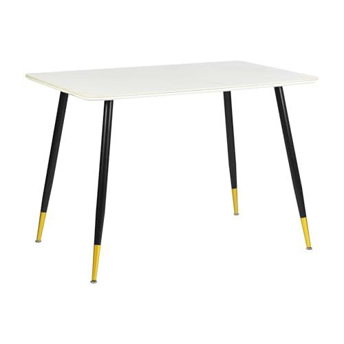 39F FURNITURE DREAM Mesa de Comedor de diseño Moderno en mármol auténtico con Patas metálicas Negras y Detalles Dorados