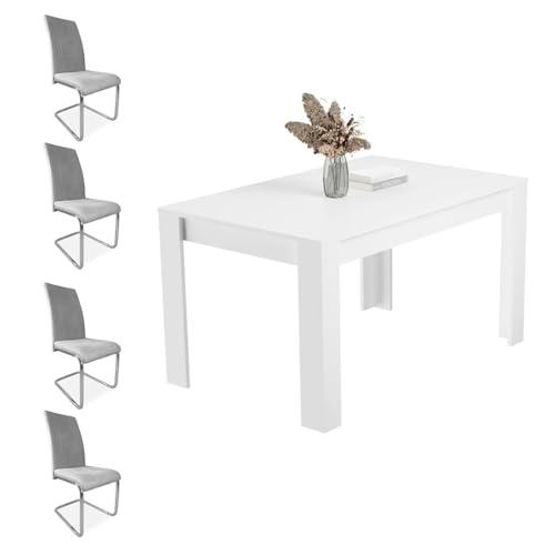 Homey Pack Mesa de Comedor Teide + 4 Sillas Tapizadas Modelo Skadi