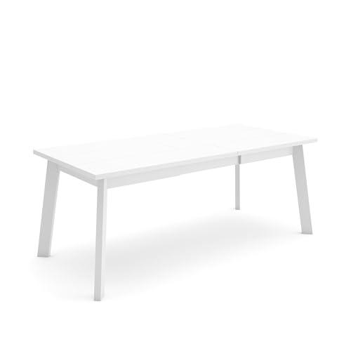 Skraut Home | Mesa Comedor | Mesa Fija Cocina y Salón | 200 | para 10 Comensales | Patas de Madera | Estilo Moderno | Blanco