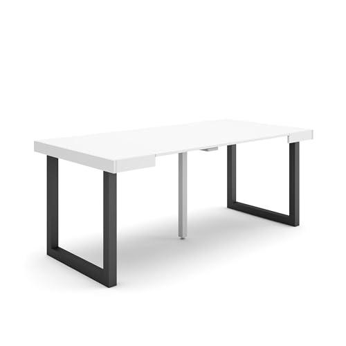 Skraut Home | Mesa Consola Extensible | Mesa Comedor Plegable | 180 | para 8 comensales | Patas Madera Maciza | Estilo Moderno | Blanco