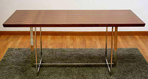 DRW DRW097693 Mesa Comedor de Madera Oscura y Acero 180x76x90 cm