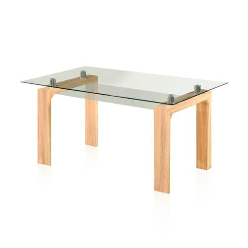 HOGAR24 ES Mesa de Comedor, Mesa de Cristal, Mesa Rectangular