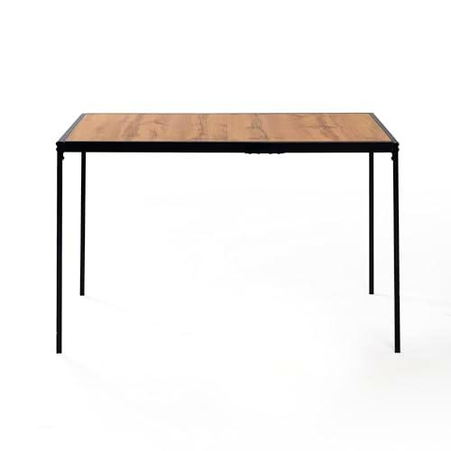 39F FURNITURE DREAM Mesa de Comedor Rectangular de diseño Moderno Efecto Madera Estilo Industrial Patas Negras