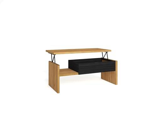 Skraut Home | Mesa de Centro Elevable | Mesa Auxiliar Salón Comedor | 110x50x45 cm | Mesa de Comedor | Estilo Moderno | Roble y Negro