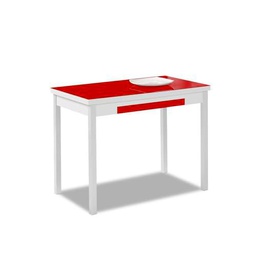 ASTIMESA Mesa de Cocina, Metal, Rojo, 100x60cm-extendida 150x60 cms