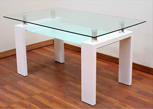 DRW Mesa Comedor Blanca 2 Alturas Madera DM 150x76x90 cm