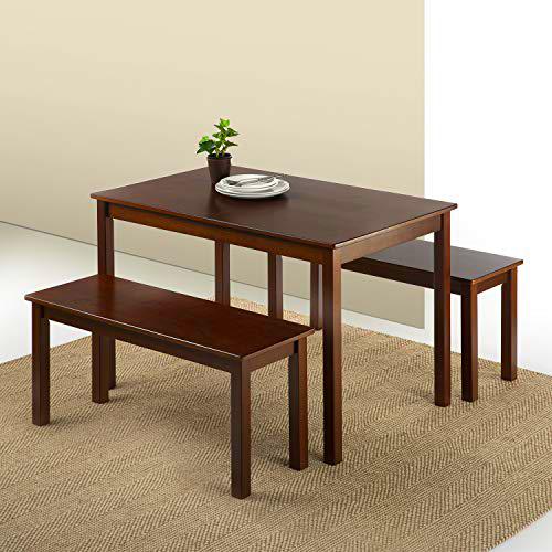 Zinus Juliet Mesa de Comedor de Madera con Dos Bancos, Juego de 3