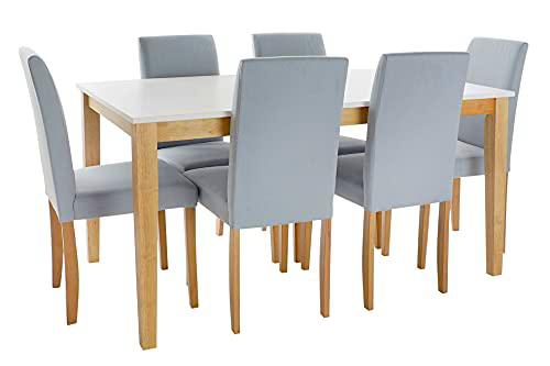 DRW Mesa Comedor Set 6 Roble Poliester 150X90X74 150X90X74