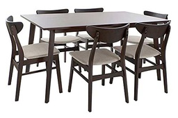 DRW Mesa Comedor Set 6 Roble Oscuro Poliester 150X90X75 150X90X75