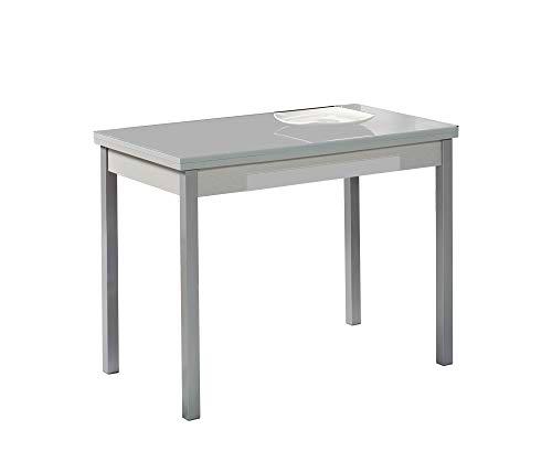 ASTIMESA Mesa de Cocina, Metal, Gris, 90x50cm-extendida 140x50 cms