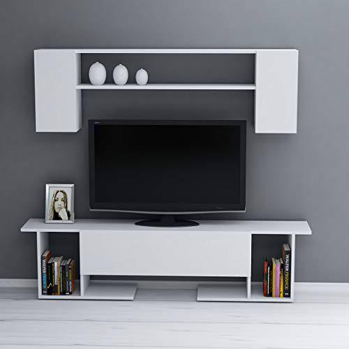 Homemania Mueble TV Kaan con Mesa de Café, Puertas y Estantes