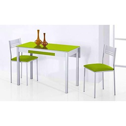 SHIITO - Mesa de Cocina Extensible 80x40 cm con un ala caída y Tapa de Cristal