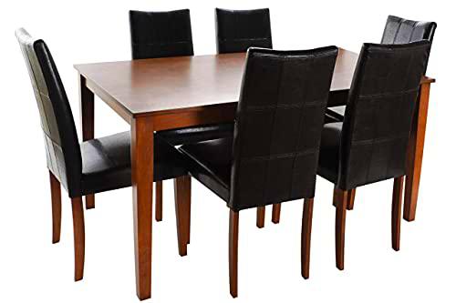 DT MB-178750 Mesa Comedor con Sillas Roble PU, Marrón/Negro