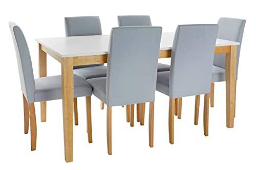 DT MB-178746 Mesa Comedor con Sillas Roble Poliéster