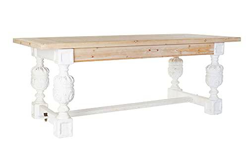 DT MB-179365 Mesa Comedor Abeto MDF, Blanco Envejecido