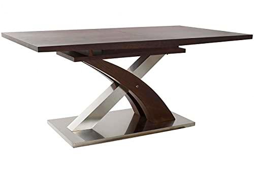 DT MB-178116 Mesa Acero MDF Extensible, Marrón, 160 x 90 x 77 cm