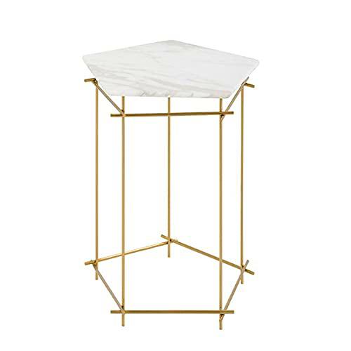 BigBuy Home S0111544 Mesa Auxiliar Penta Mármol, 53 X 51 Cm