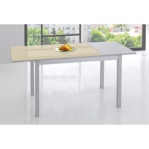 SHIITO Mesa de Cocina 120x70 cm Extensible y Tapa en Cristal